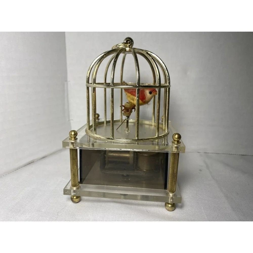 Vintage 1970s Bird Cage Music Box Sankyo Made In Japan Works TESTED!